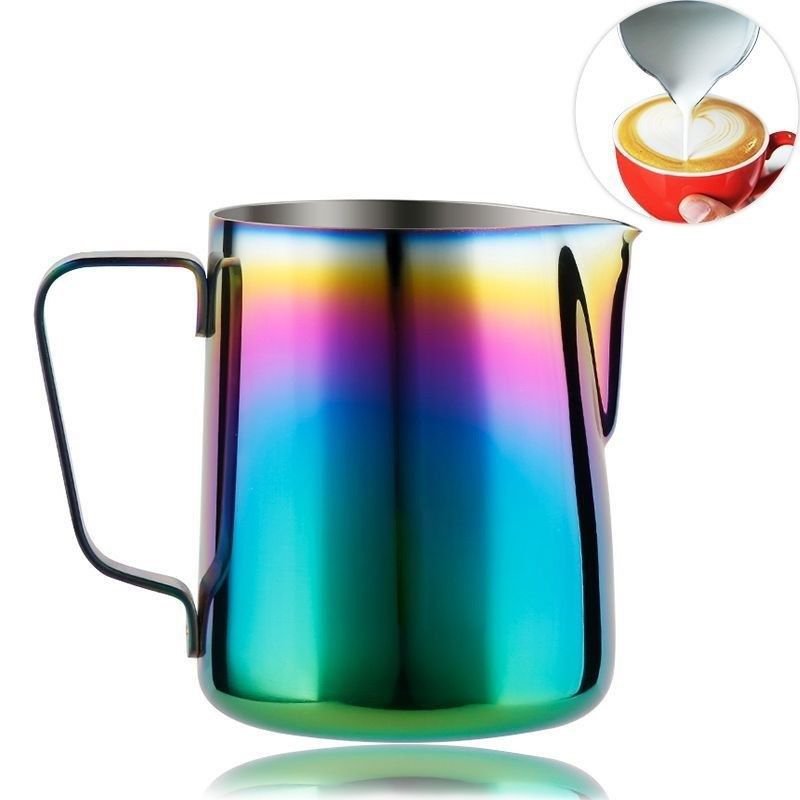 Milk Pitcher Frothing Cup Stainless Steel Coffee Jug Rainbow Espresso Latte Tea