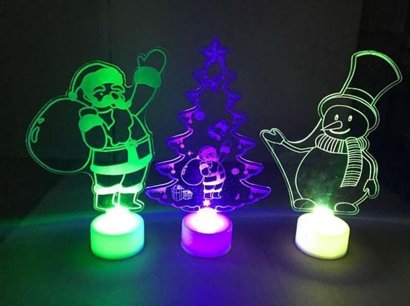 LED Christmas Table Decor Party Xmas Tree Gift Santa Claus Snowman Glow Ornament