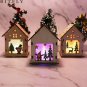 Christmas Led Decoration Light Glow Wood House Hanging Ornaments Santa Claus New
