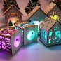 Christmas Led Decoration Light Glow Wood House Hanging Ornaments Santa Claus New