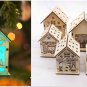 Christmas Led Decoration Light Glow Wood House Hanging Ornaments Santa Claus New