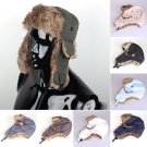 Trapper Winter Bomber Hat Men Warm Russian Trooper Ear Flap Ski Faux Fur Cap