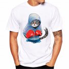 Men T Shirt Boxing Cat Black Hanes Tagless White Summer Day Funny Tee 3D Humor