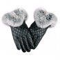 Faux Leather Winter Gloves For Women Fur Wrist Warm Lady Mittens Touch Screen