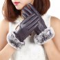 Faux Leather Winter Gloves For Women Fur Wrist Warm Lady Mittens Touch Screen