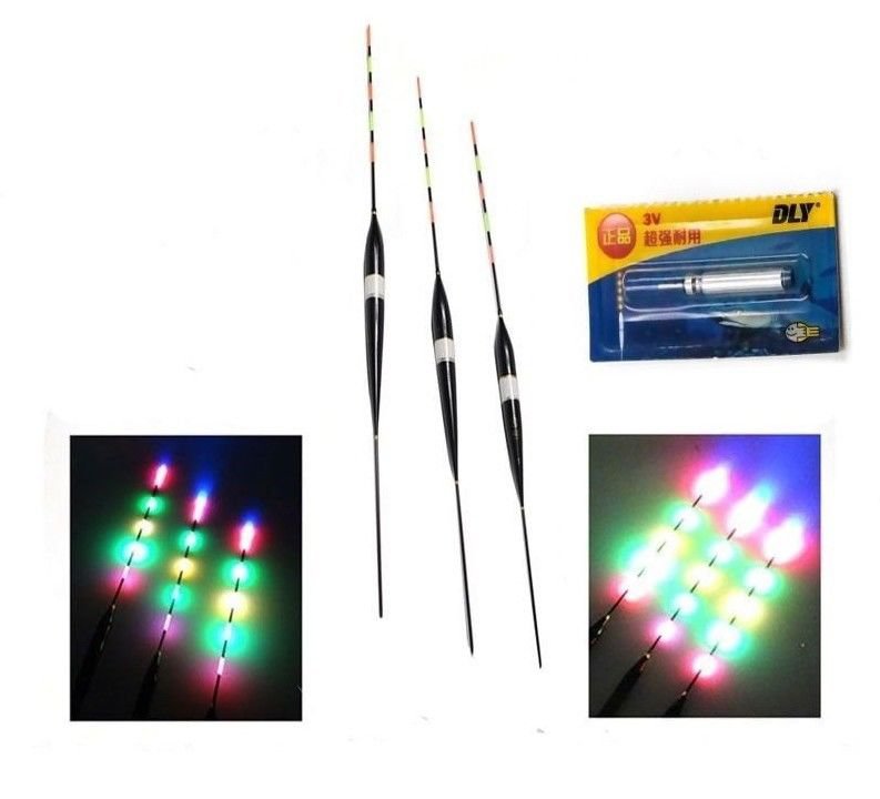 Night Fishing Float LED Light Electric Bobber With Battery Glow Tackle 3pcs Set