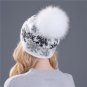 Winter Hat For Women Pom Pom Fur Snowflake Knitted Ski Cap Warm Beanie Wool Xmas