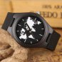 Men Wooden Wrist Watch World Map Bamboo Genuine Leather Quartz Unisex Dark