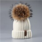 Winter Pompom Kids Hat Girls Boy Real Fur Ball Knitted Warm Cap Beanie New
