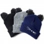 Women Beanie Winter Hat Cat Ear Style Warm Girls Ski Cap Knit Faux Fur Pom Pom