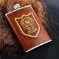 Pocket Flask Leather Hip Cccp Soviet Union Stainless Steel Russia Alcohol Liquor