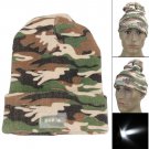 Warm Men Hat LED Lights Camouflage Winter Beanie Knitted Safety Army Cap