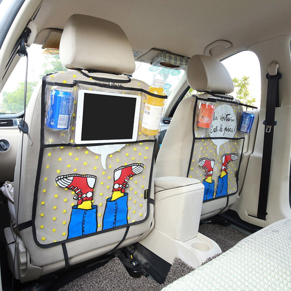 Car Back Seat Storage Organizer Bag Cover Dirt Protector Kids Travel Tablet Case