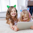 Foldable Headphone Wired Earphone For Kids LED Light Cat Ear Glowing Headset