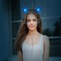 Foldable Headphone Wired Earphone For Kids LED Light Cat Ear Glowing Headset