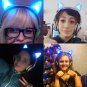Foldable Headphone Wired Earphone For Kids LED Light Cat Ear Glowing Headset