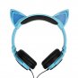 Foldable Headphone Wired Earphone For Kids LED Light Cat Ear Glowing Headset