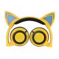 Foldable Headphone Wired Earphone For Kids LED Light Cat Ear Glowing Headset