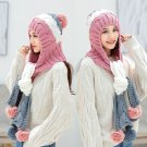 Winter Hat Scarf For Women Warm Knitted Crochet Knit Cap Pompom Beanie Aviator