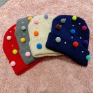 Women Winter Hat Mini Pom Pom Pearls Candy Colors Beanie Knit Warm Girls Cap New