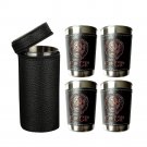 Russia CCCP Hip Flask Cup Set Stainless Steel PU Leather Liquor Alcohol Hip Shot