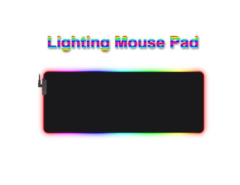 Led Lighting Mouse Pad Gaming Large Glow Mat Knitted Edge USB Rubber Keypad