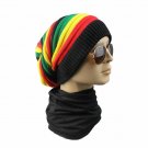 Rasta Winter Hat For Men Women Hip Hop Cap Multi-Color Striped Crochet Beanie