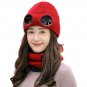Women Winter Hat With Glasses Warm Beanies Skull Ski Knitted Cap Pilot New