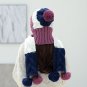 Women Winter Hat Scarf Warm Knitted Crochet Knit Cap Pompom Beanie Aviator