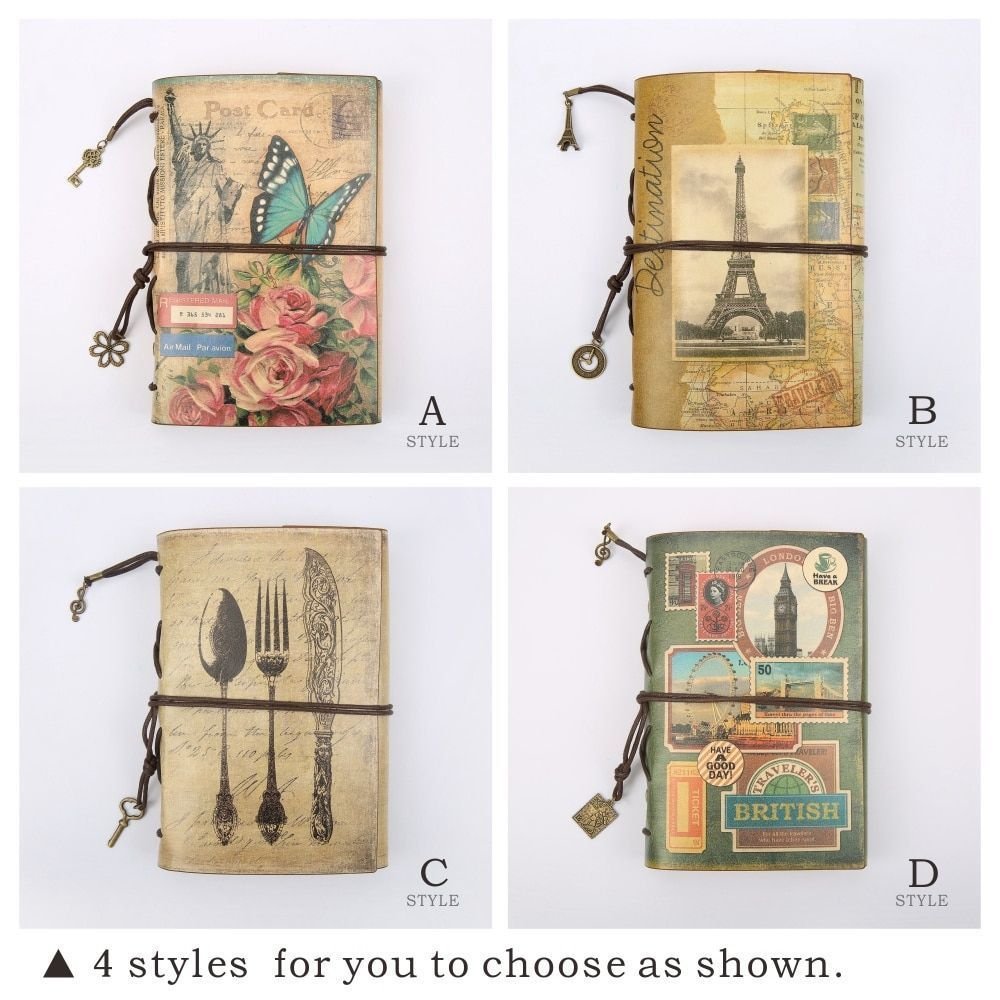 2019 A6 Notebook Planner Vintage Journal Retro Notepad Kraft Paper PU Leather