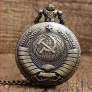 Pocket Watch USSR Soviet Russia Vintage Sickle Necklace Pendant Chain Hummer