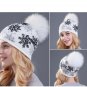 Winter Pom Pom Hat For Women Fur Snowflake Knitted Ski Cap Warm Beanie Wool Xmas