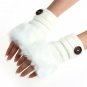 Faux Rabbit Fur Fingerless Women Gloves Winter Wrist Warm Knitted Girls Mittens