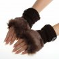 Faux Rabbit Fur Fingerless Women Gloves Winter Wrist Warm Knitted Girls Mittens