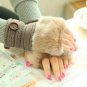 Faux Rabbit Fur Fingerless Women Gloves Winter Wrist Warm Knitted Girls Mittens