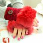 Faux Rabbit Fur Fingerless Women Gloves Winter Wrist Warm Knitted Girls Mittens