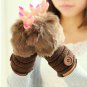 Faux Rabbit Fur Fingerless Women Gloves Winter Wrist Warm Knitted Girls Mittens