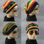 Winter Hat For Men Women Rasta Hip Hop Cap Multi-Color Striped Crochet Beanie
