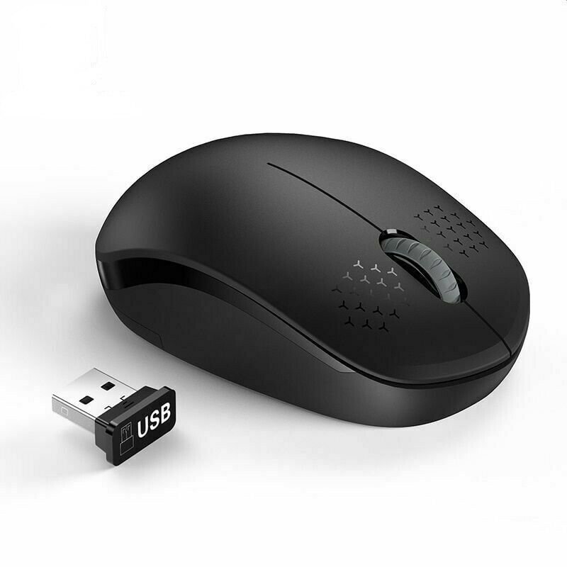 2.4GHz Wireless Mouse USB Laptop Mute Gaming Silent Mice Computer Optical Black