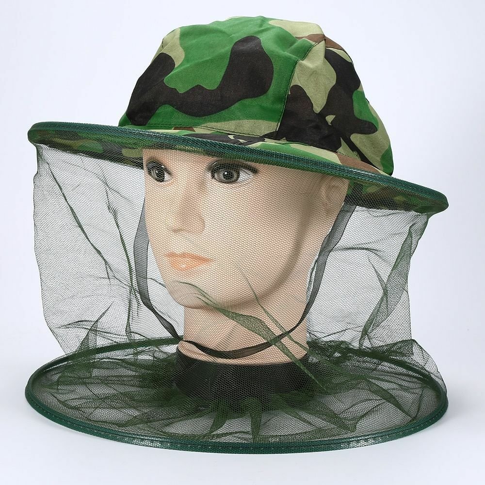 Anti Mosquito Panama Hat Mesh Cap Camouflage Face Protect Mask Net Beekeeping