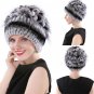 Winter Fur Hat Women Real Rabbit Warm Cap Beanie Beret Knitted Fashion Ladies
