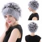 Winter Fur Hat Women Real Rabbit Warm Cap Beanie Beret Knitted Fashion Ladies
