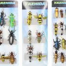 Fly Fishing Flies Bait Set 6pcs Bumble Bee Chub Beetle Dry Realistic Insect 3D