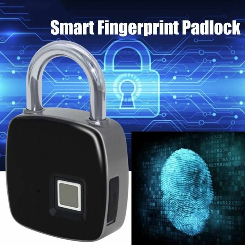 Smart Door Padlock Fingerprint Keyless USB Rechargeable Waterproof Security ID