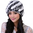 Fur Hat For Women Natural Rabbit Beanies Genuine Warm Winter Cap Knitted Pom Pom
