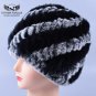 Fur Hat For Women Natural Rabbit Beanies Genuine Warm Winter Cap Knitted Pom Pom