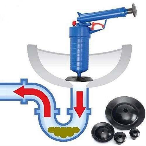 Drain Pipe Cleaner Pump High Pressure Air Blaster Plunger Sink Clog Remover WC