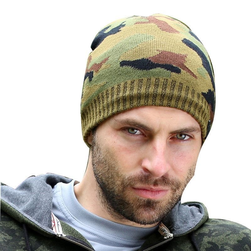 Men Hat Spring Camouflage Warm Knit Beanies Skullies Ski Cap Style Balaclava