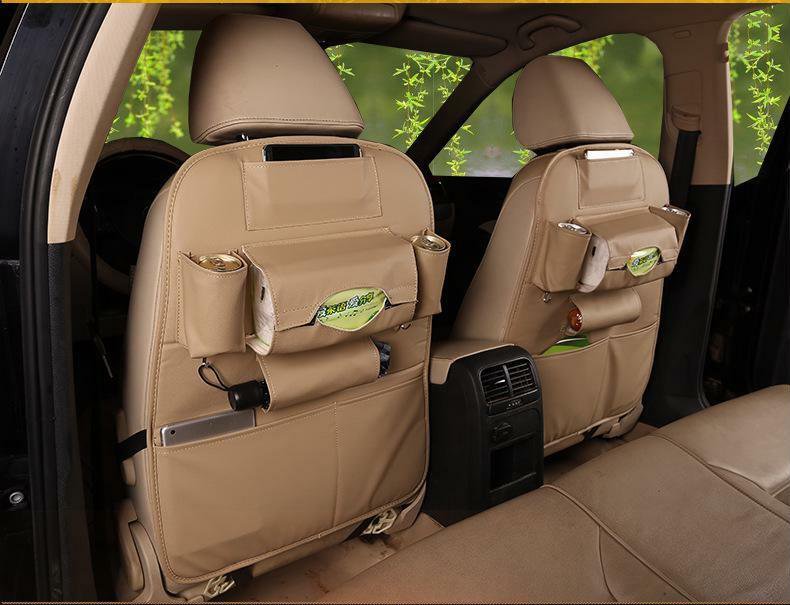 Car Back Seat Organizer Storage Bag Travel Leather Multi Pocket Auto Holder Box