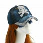 Girl Women Baseball Cap Jeans Crown Shaped Casual Fitted Rhinestone Snapback Hat